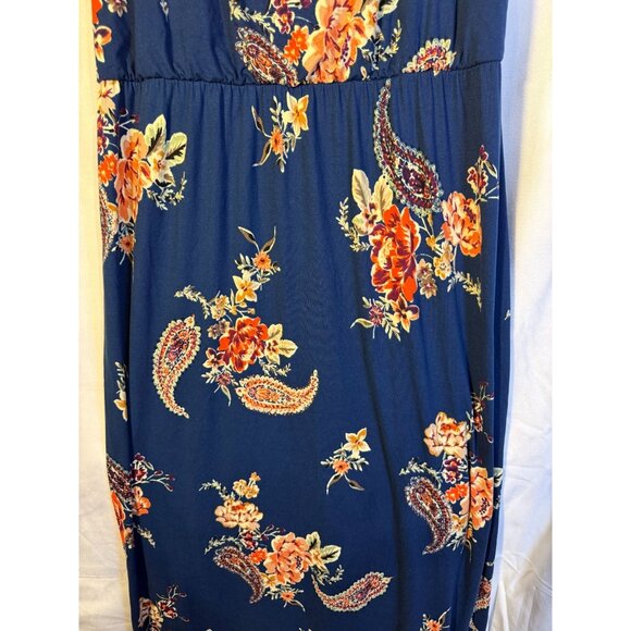 Nine Britton Womens Maxi Dress Plus XXL 2X Navy Floral Romantic Boho Indie Soft - Picture 3 of 5